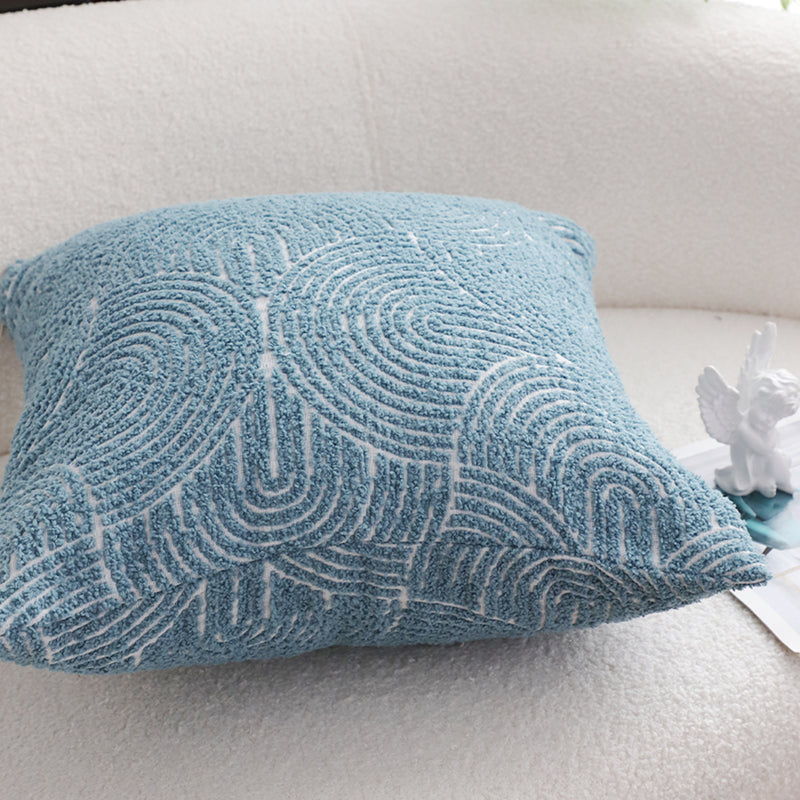 2X Blue Geometric Corded Throw Pillow Polyester Cotton 50cm Indoor Outdoor