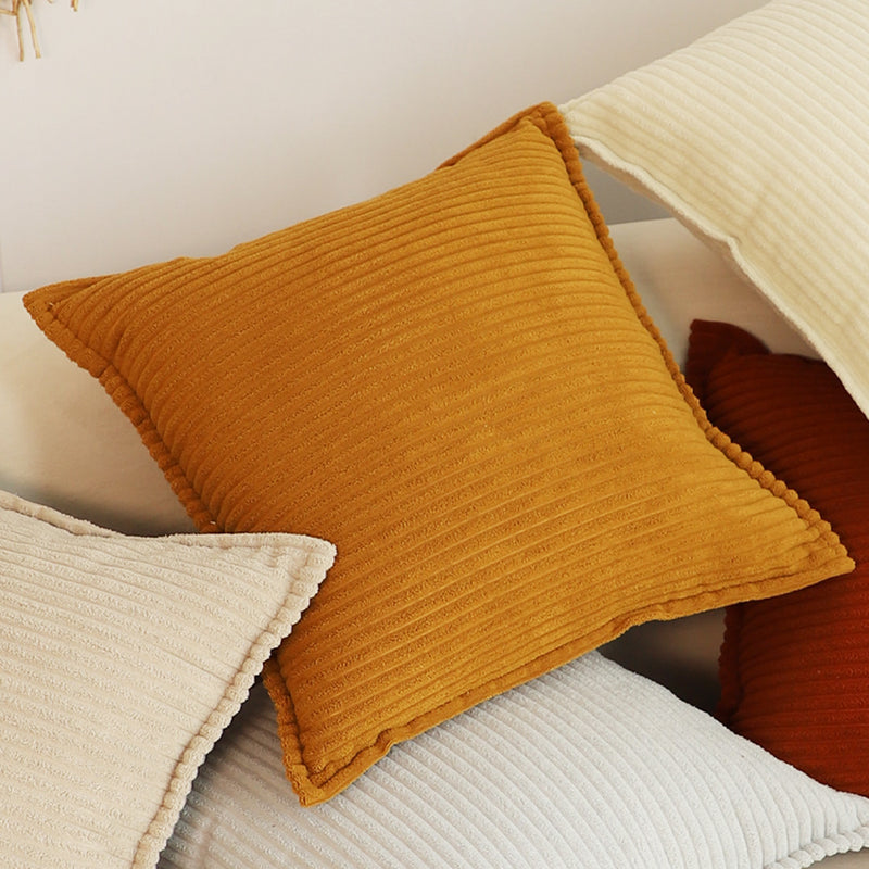 50cm Throw Pillow Velvet Plush 50x50x18cm Mustard Indoor Outdoor
