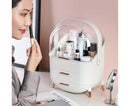 White Cosmetic Storage Organiser With LED Light Mirror Vanity Table Set