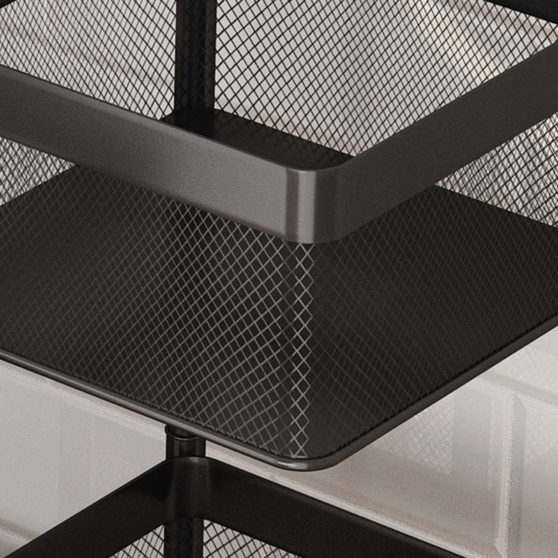 2 Tier Carbon Steel Rotating Kitchen Cart With Shelves Wheels Black 30cm