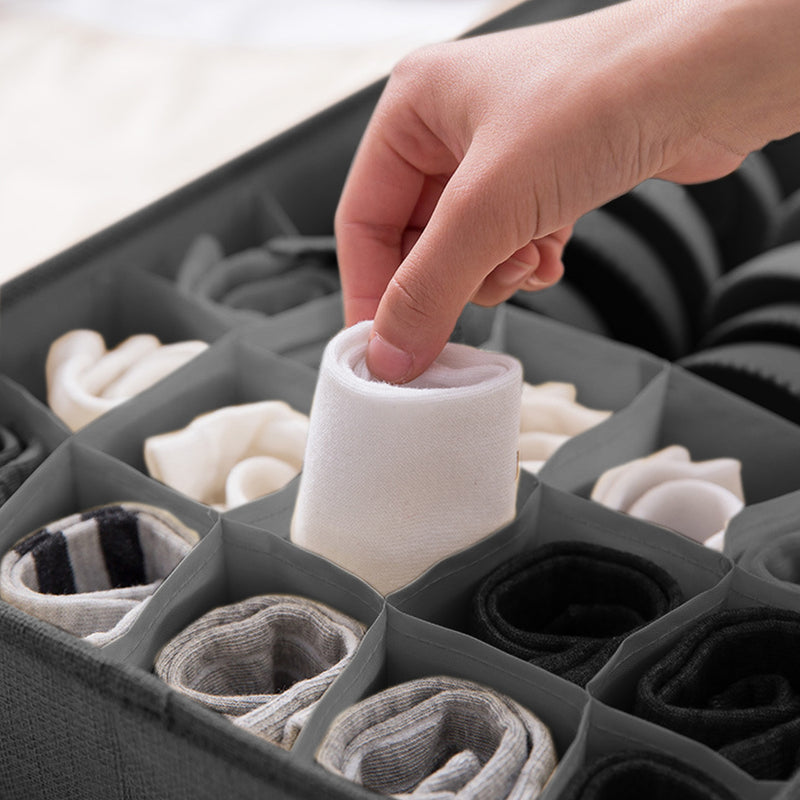 Grey Foldable Underwear Storage Box Flip Top 44cm Organizer Drawer Inserts