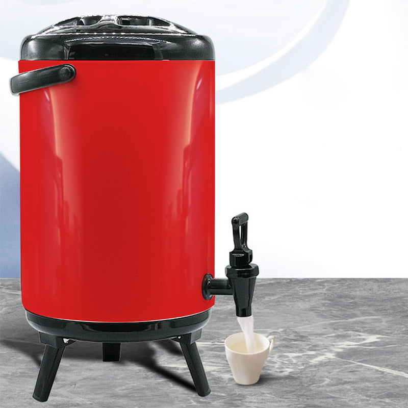 8X 16L Stainless Steel Insulated Hot And Cold Beverage Dispenser With Faucet Red