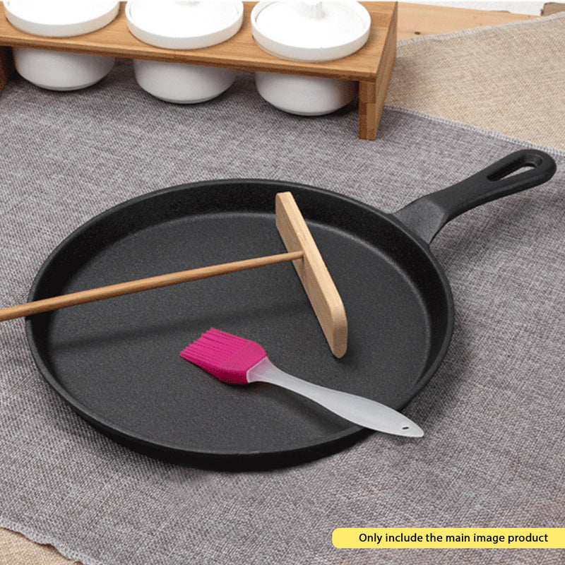 26cm Round Cast Iron Skillet Frying Pan Non-Stick Griddle Black