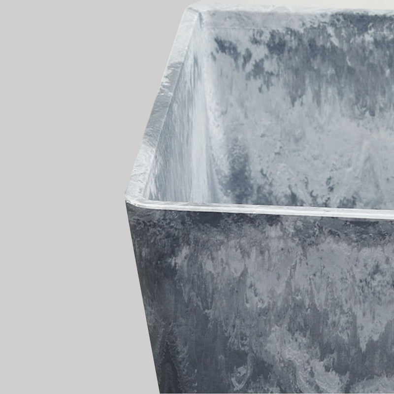 27cm Square PP Resin Planter Tapered Concrete Look Weathered Grey Indoor Office