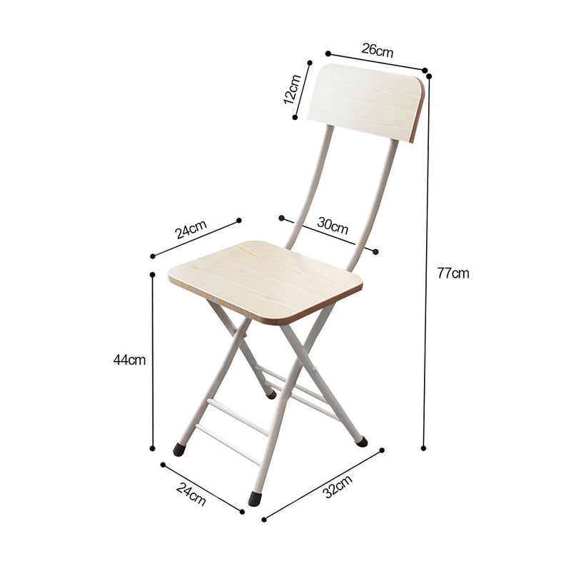 Foldable Chairs Mdf Seat Aluminum Legs 77cm Height 44cm White Maple Set of 2