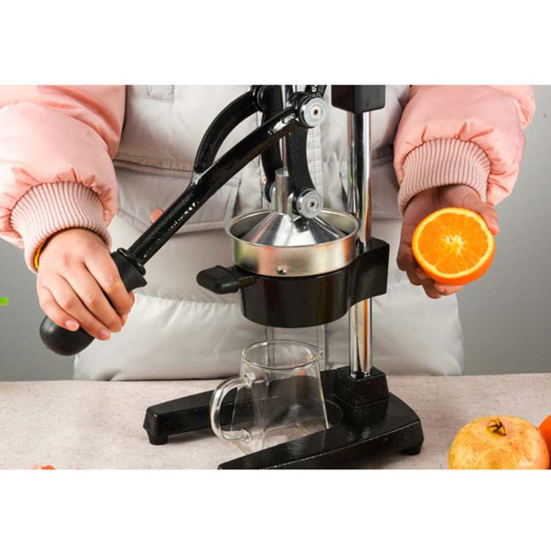 Commercial Cast Iron Manual Juicer 304 Stainless Steel Cone Matte Black Cup