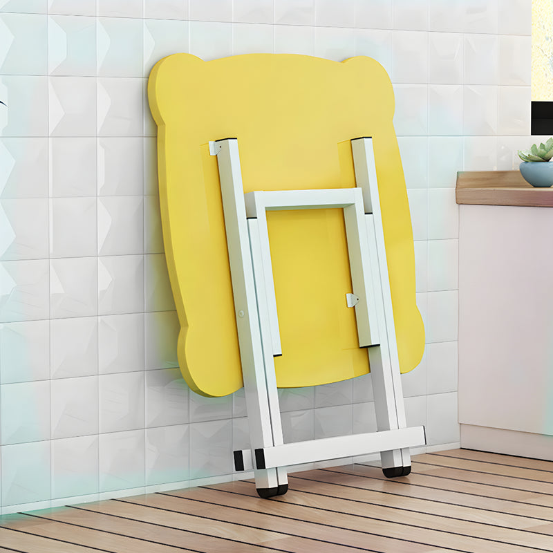 Folding Table Cat Ear Particleboard Metal 60x60x70cm Yellow Portable Minimalist