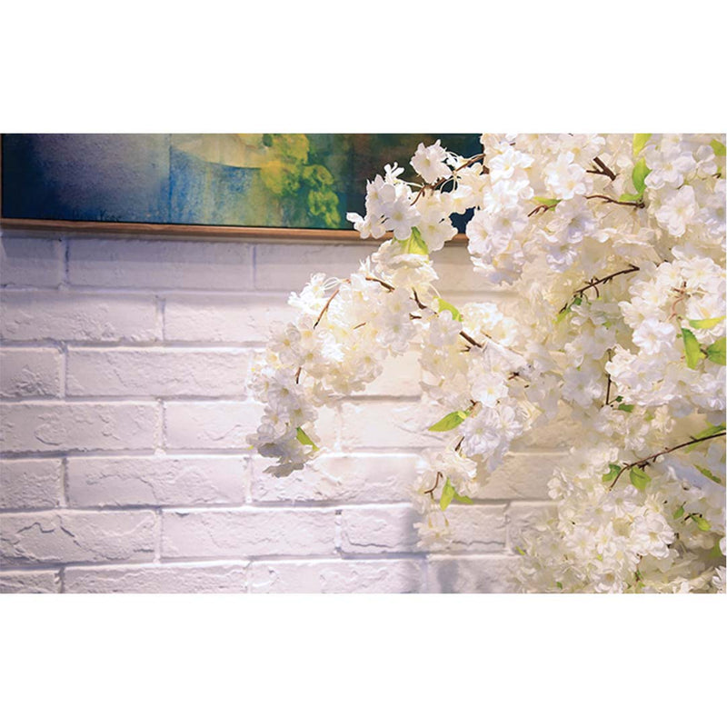10X Artificial Cherry Blossom Stems Real Touch Silk Plastic 105cm White