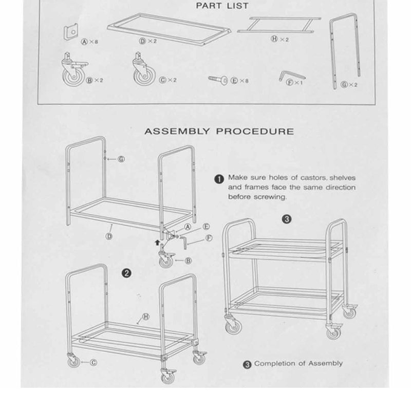 2X 2 Tier Stainless Steel Utility Cart 500x500x950 Square Tube Locking Wheels