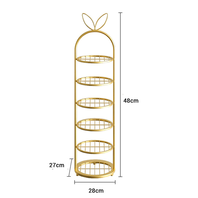 2X 6 Tier Gold Plated Metal Bunny Ears Shoe Organizer Rack 27x28x48cm