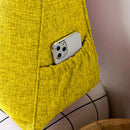 120cm Yellow Triangular Wedge Pillow Polyester Backrest with Side Pocket