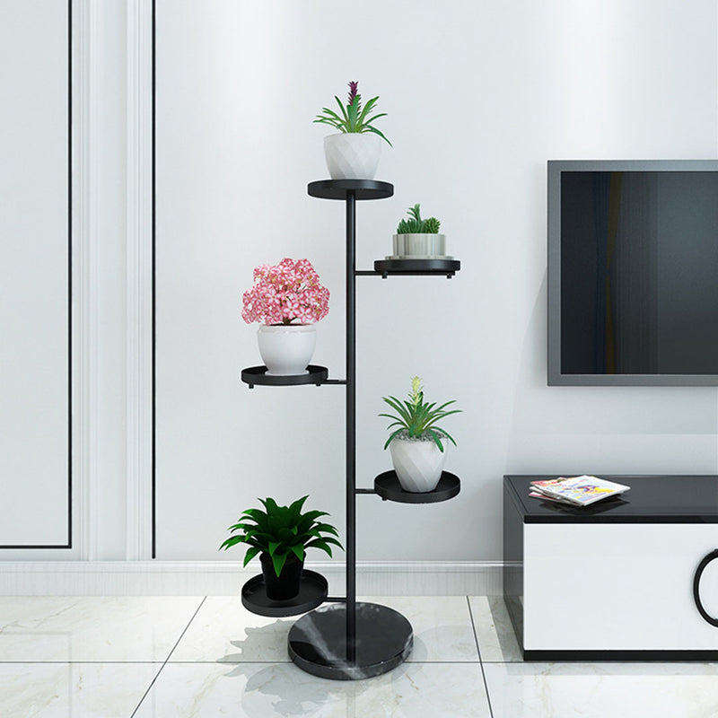 3 Tier Metal Plant Stand Round Black 32cmx22cmx88cm Marble Base Removable Trays