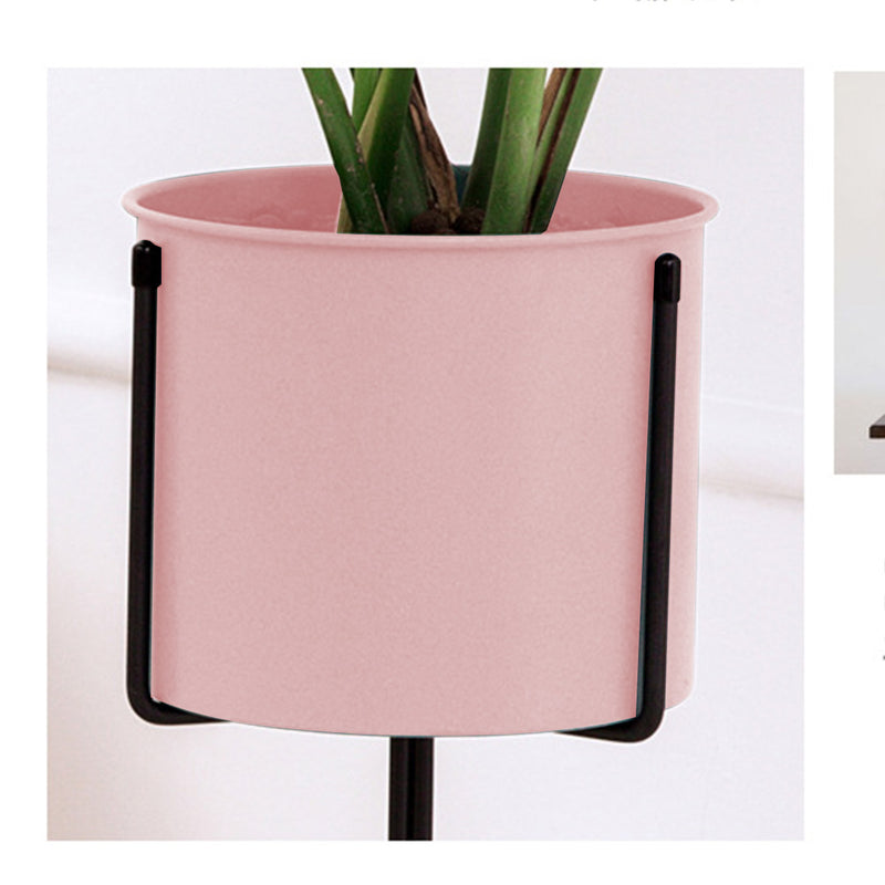 4X Tripod Metal Plant Stands Enamel 20cm Pots 50cm Frame Black Legs Pink