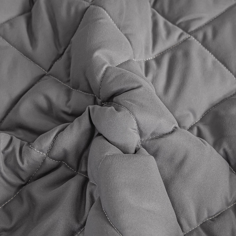 Quilted Stretch Mattress Cover Polyester 203x183x40cm Grey With 2 Pillow Covers