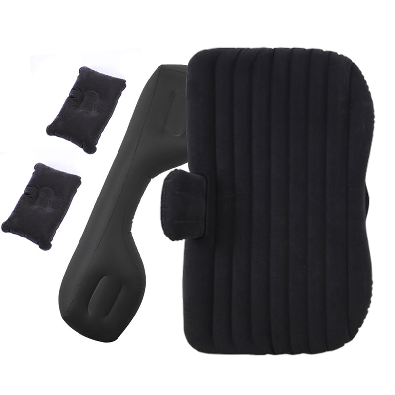 2X Inflatable Car Mattress PVC Flocking 132cm X 80cm X 10cm Black Stripe Pump