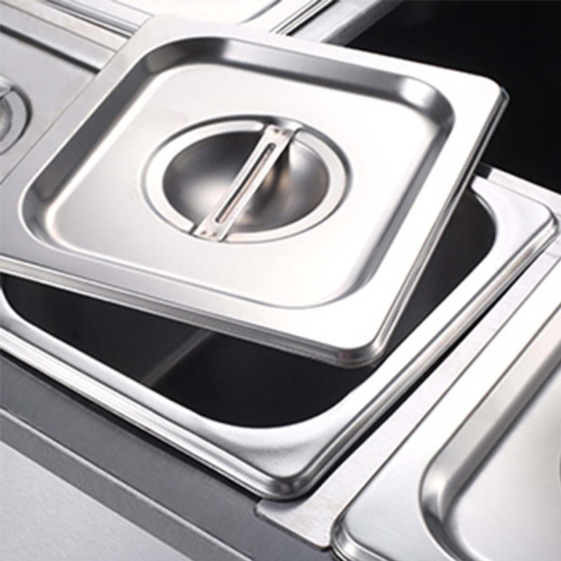 2X Stainless Steel Electric Bain Marie Food Warmer 4 X 1/2 GN Pan With Lid