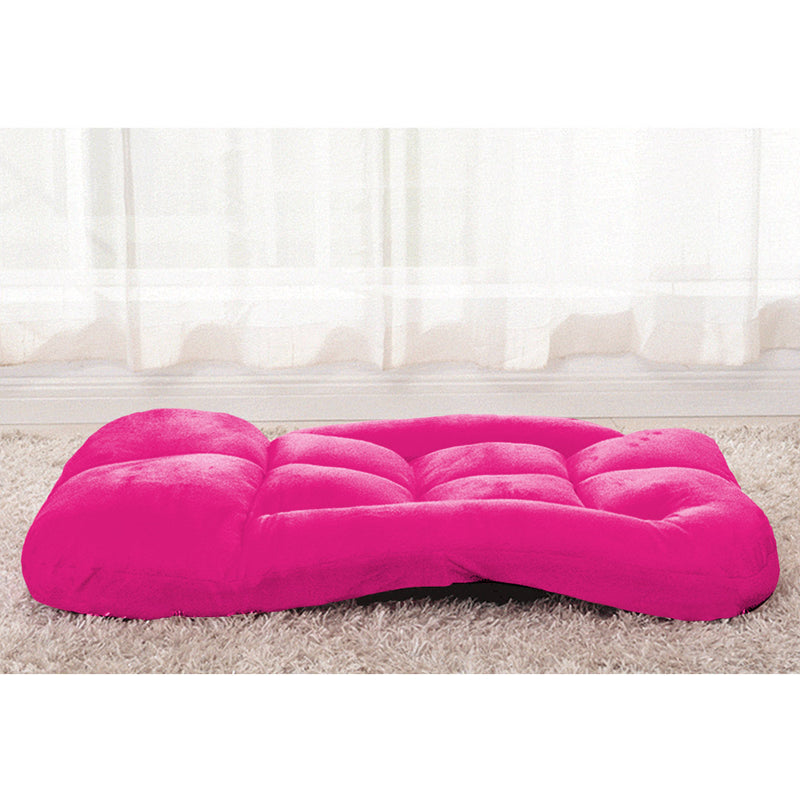 Foldable Flannel Floor Recliner Chair 95 x 55 x 14cm 5 Position Pink Armrest