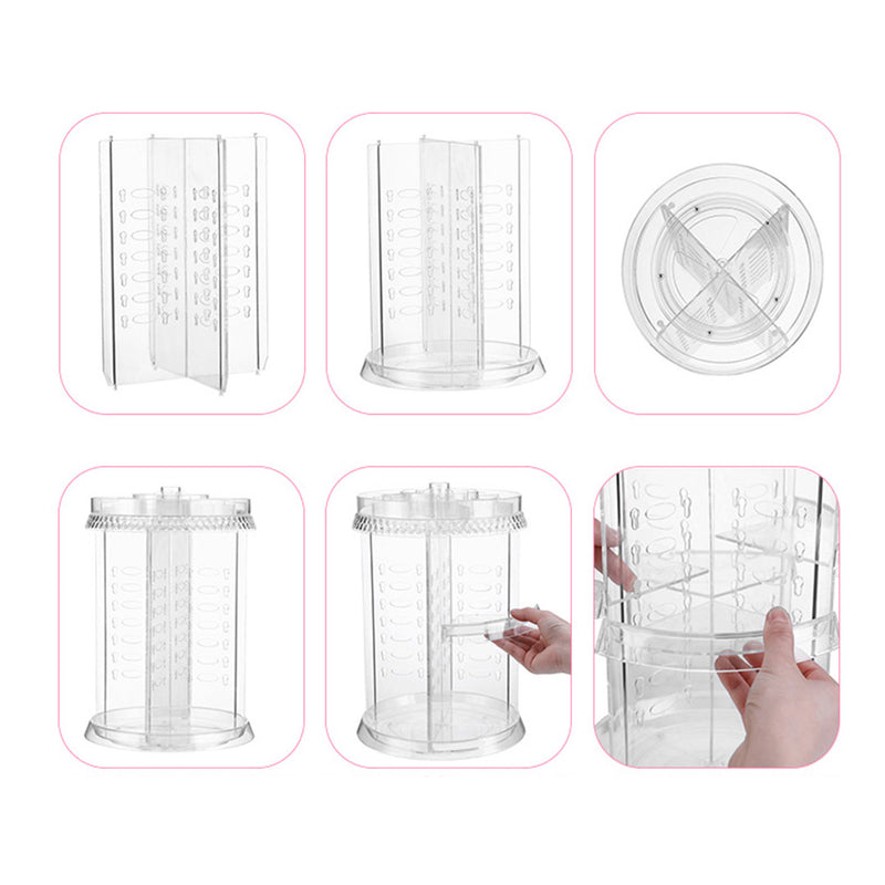 2X 360 Degree Rotating Makeup Organiser Plastic Holder Stand Transparent