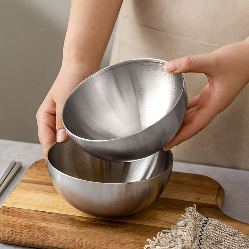 20cm Stainless Steel Salad Bowl Model 201 Silver Set Of 2 Elegant