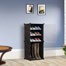 2X 4 Tier Shoe Rack Organizer Portable Black 42x32x95cm Stackable Storage