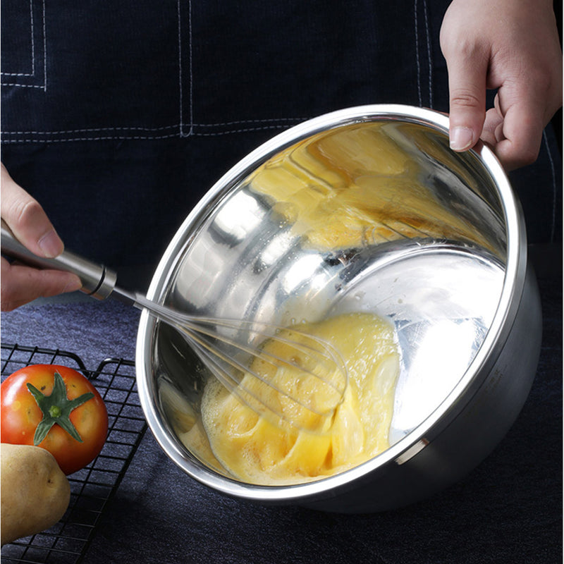 5Pcs Stackable Stainless Steel Mixing Bowls Set Deep Polished Silver