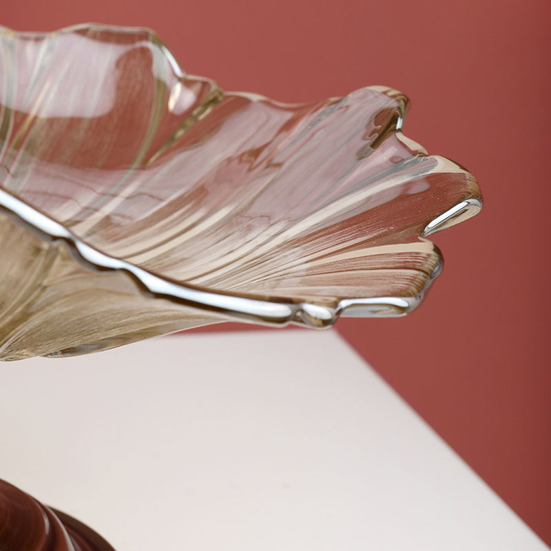 Crystal Glass Fruit Bowl Candy Holder Bronze Tulip Design 30cmx17cm Centerpiece
