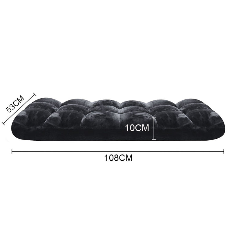 Floor Recliner Folding Cushion Flannel Memory Foam 108x53x10cm Black 6 Position