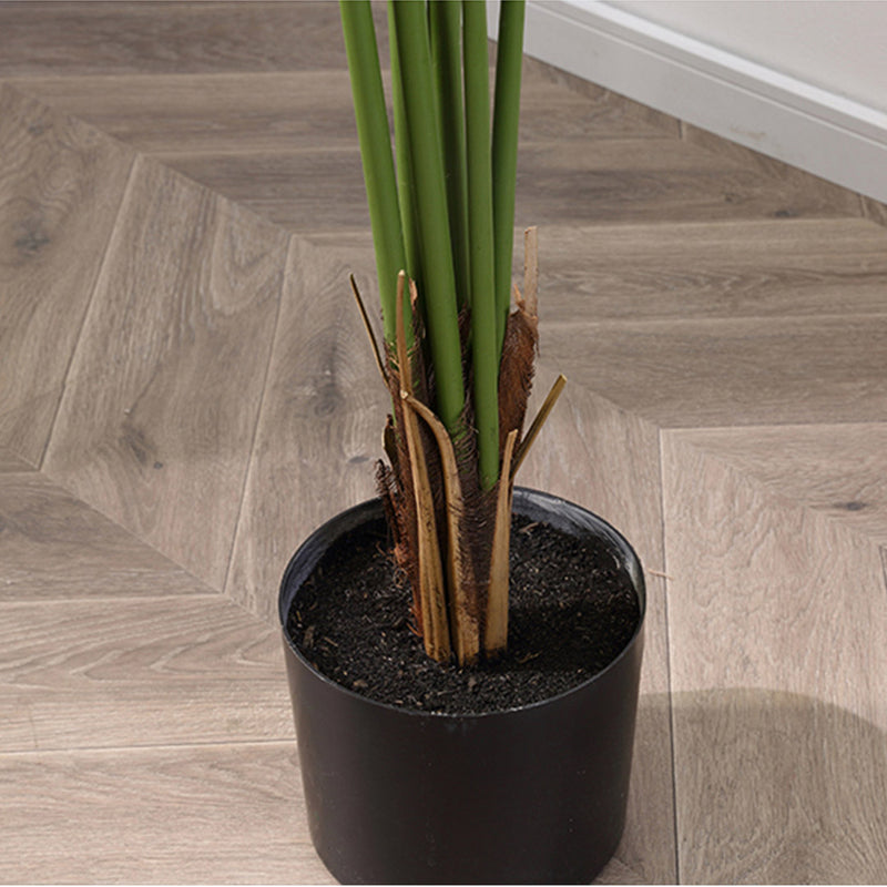 2X 120cm Artificial Polyethylene Fan Palm Tree Green Indoor Cement Pot