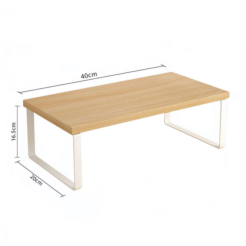 2X 40cm Wood Monitor Stand Ergonomic Desktop Riser With Storage Organizer