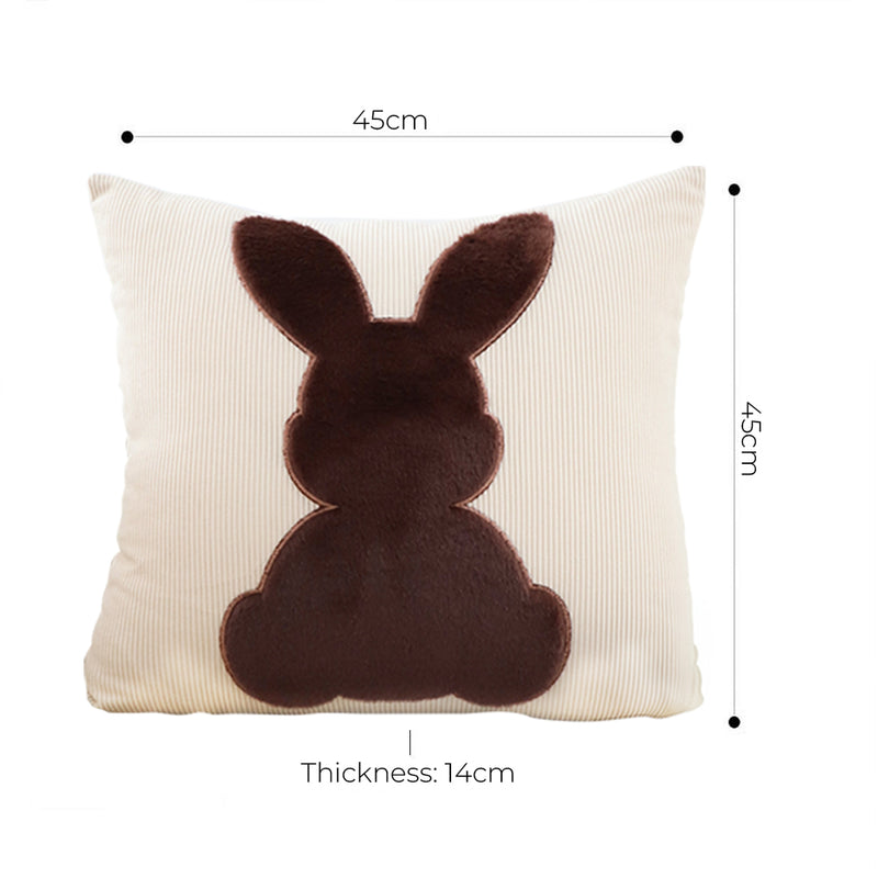 2X 45x45x14cm Polyester Throw Pillow Light Tan Square Coffee Bunny Design