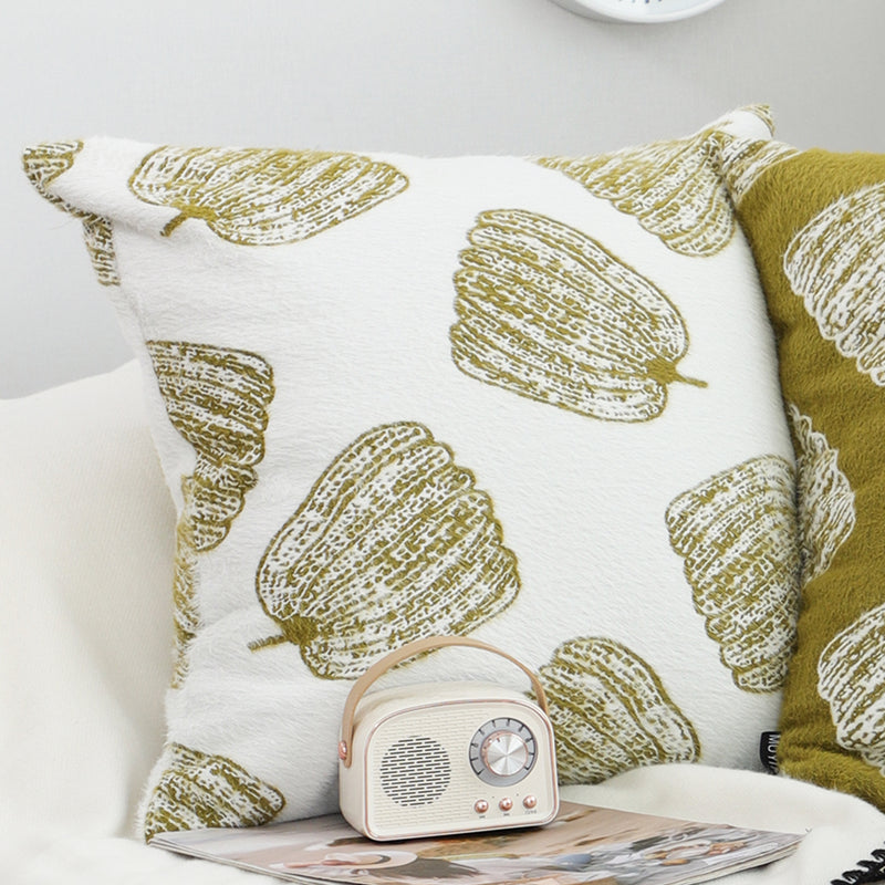 2X Throw Pillow Polyester Cotton 50x50x18cm Pumpkin Print White Olive Green