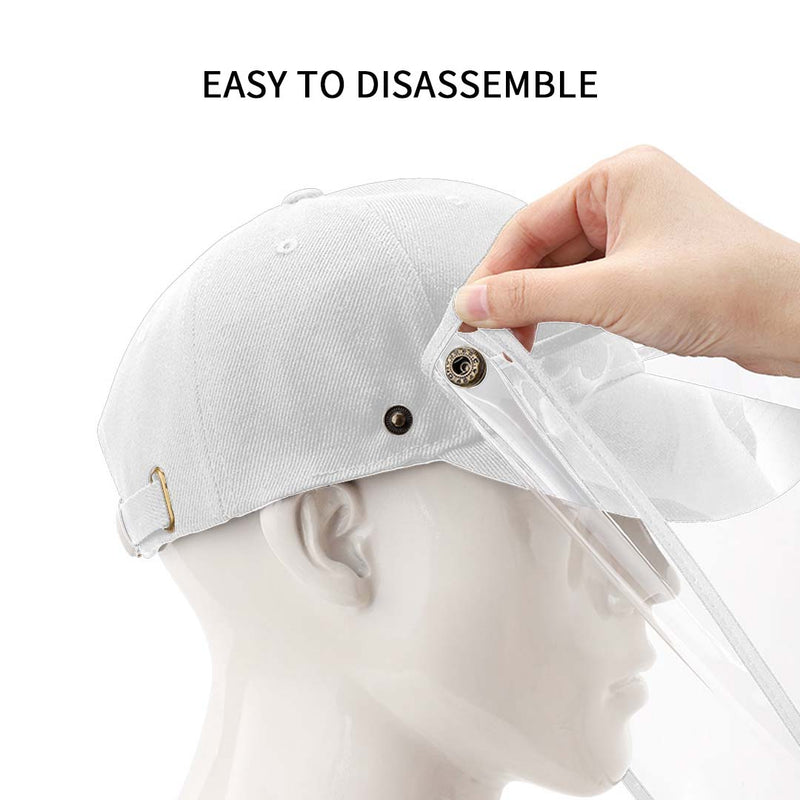 Adult Full Face Protective Hat Cotton Tpu Shield Baseball Cap White 27x41cm
