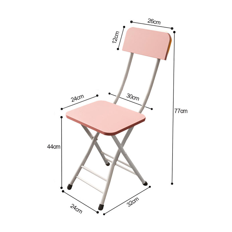 Pink Foldable Chair Mdf Aluminum Legs Lightweight Space Saving Portable Set of 2