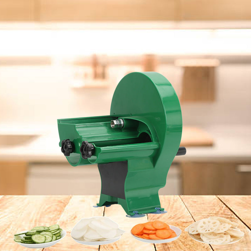2X PVC Vegetable Fruit Slicer Cutter Stainless Steel Blades Green Non-Slip Base