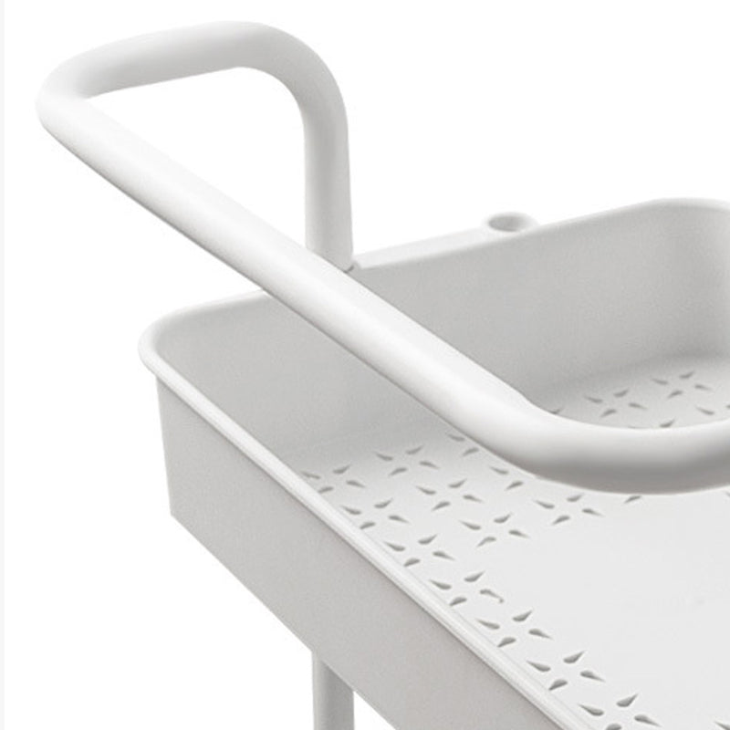 3 Tier Steel Kitchen Cart PVC Trays White Wheels Locking Castors