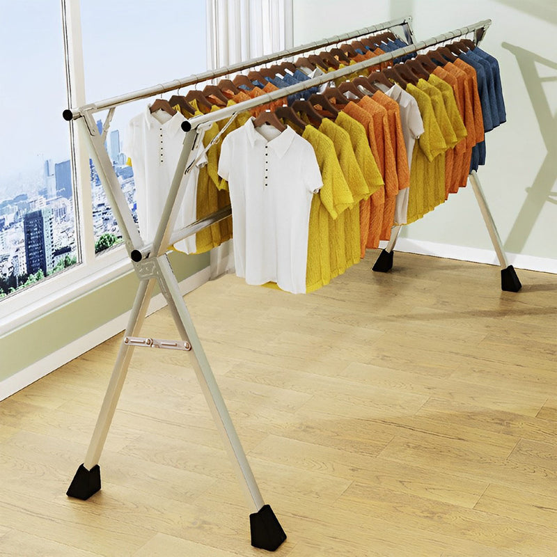 Portable Clothes Drying Rack 1.6m Foldable Stainless Steel Indoor Outdoor Silver