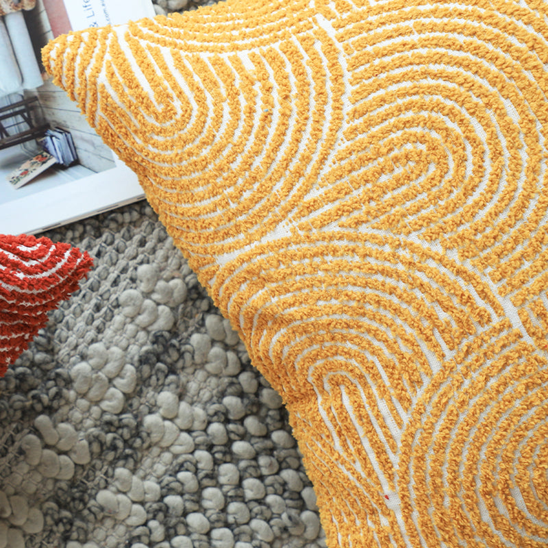 2X Mustard Yellow 50x50x18cm Geometric Polyester Cotton Throw Pillows Indoor
