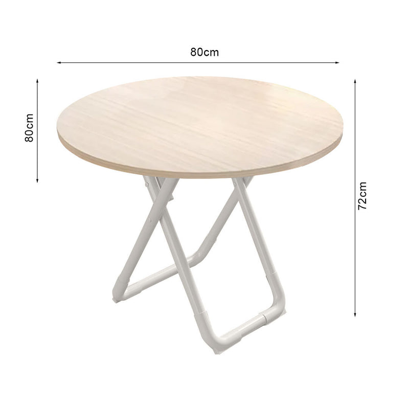 80cm Round Wood Table 72cm High Light Wood Top White Legs Multipurpose