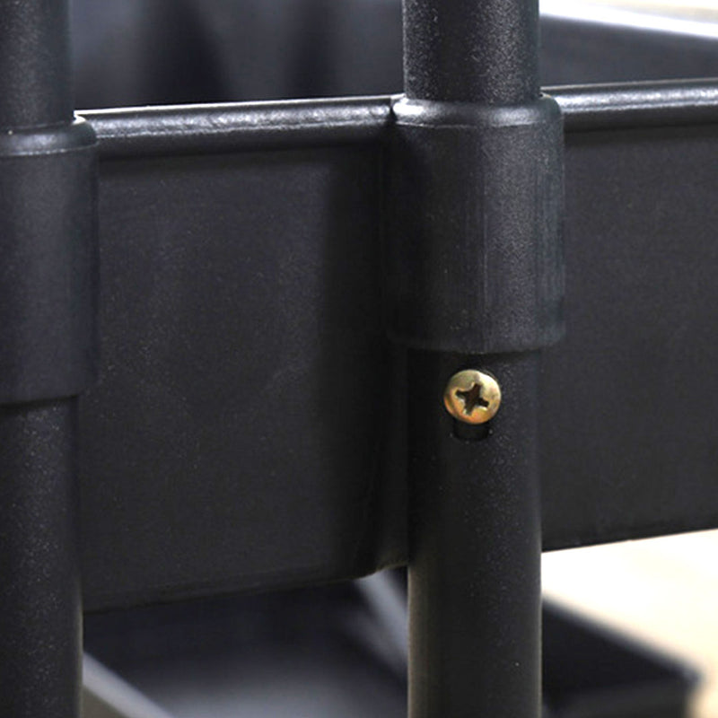 2X 3 Tier Steel Kitchen Cart Pvc Trays 42cm X 29cm X 87cm Black Locking Wheels