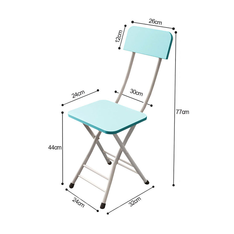 Blue Foldable Chair Mdf Seat Aluminum Legs 77cm Height Lightweight Set of 2