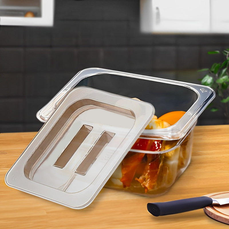 Clear Polycarbonate 1/6 GN Food Tray Lid Set of 2 Dishwasher Safe 26.5x16cm