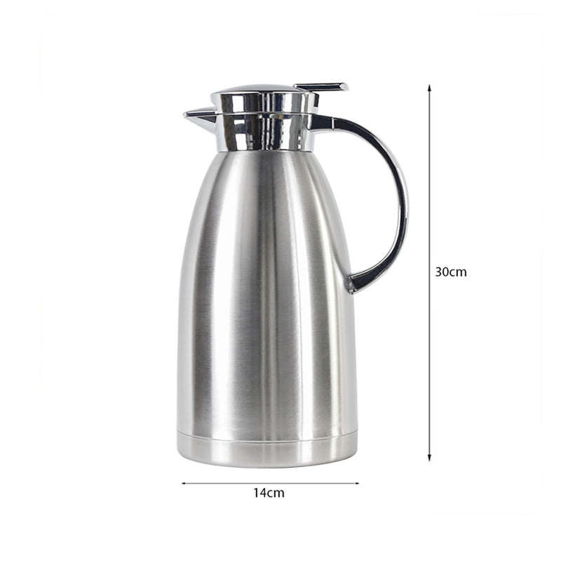 2.3L Stainless Steel Insulated Vacuum Flask Spill Proof Lid Coffee Water Jug