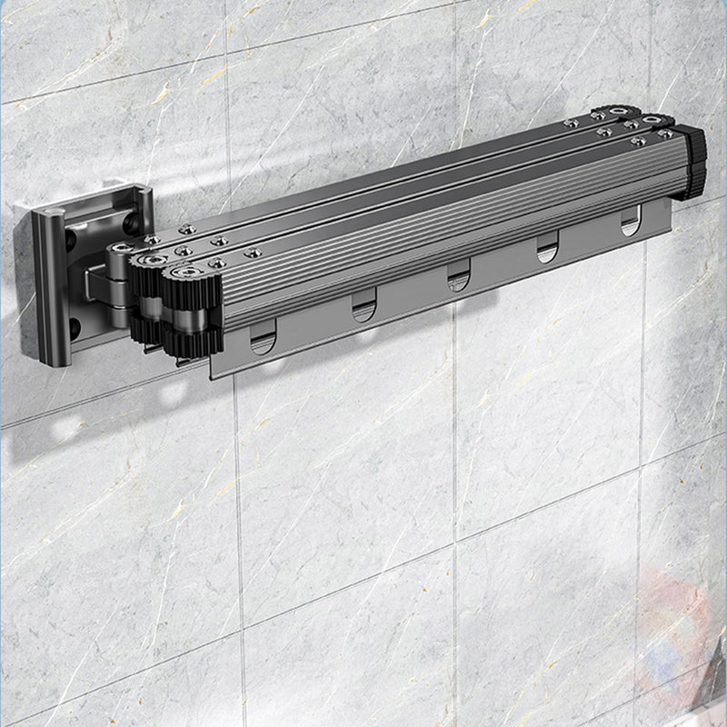 Wall Mounted Gray Aluminum 93.2cm Dry Rack Space Saving Retractable Hanger