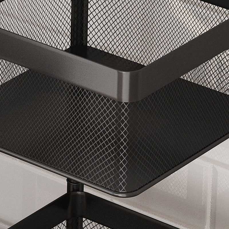 2X 3 Tier Carbon Steel Rotating Kitchen Cart Black 29x28x65cm 10Kg Per Shelf