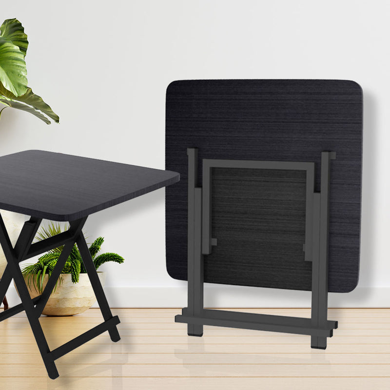 2X Black Folding Dining Table MDF 60x60cm Lightweight Space Saving Square