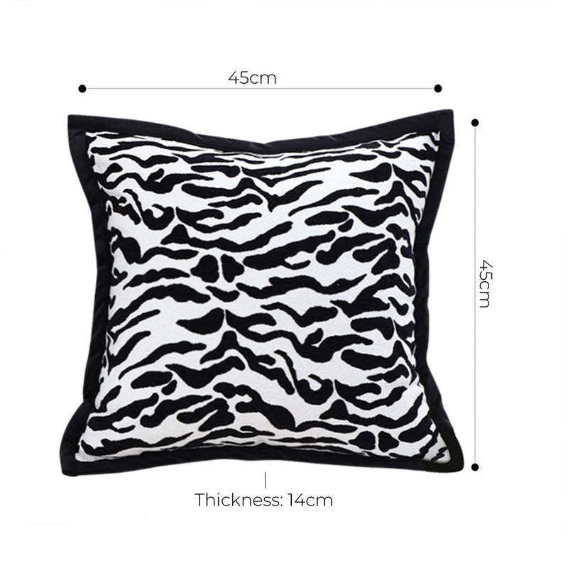 2X 45cm Black White Luxury Decorative Cushion Mottled Texture Square Pillow