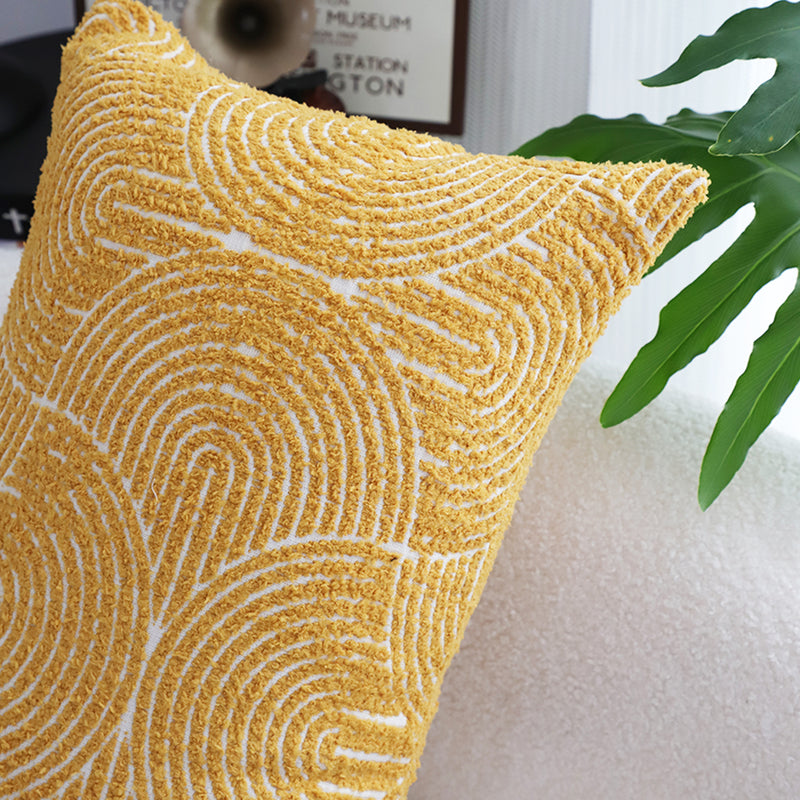 35x55x18cm Mustard Yellow Geometric Corded Throw Pillow Indoor Outdoor