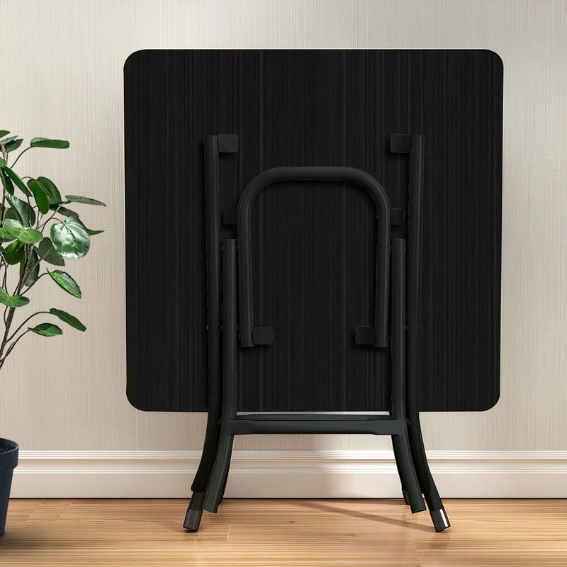 2X Black Dining Table Square Space Saving MDF Folding Desk Iron Legs 60x60cm