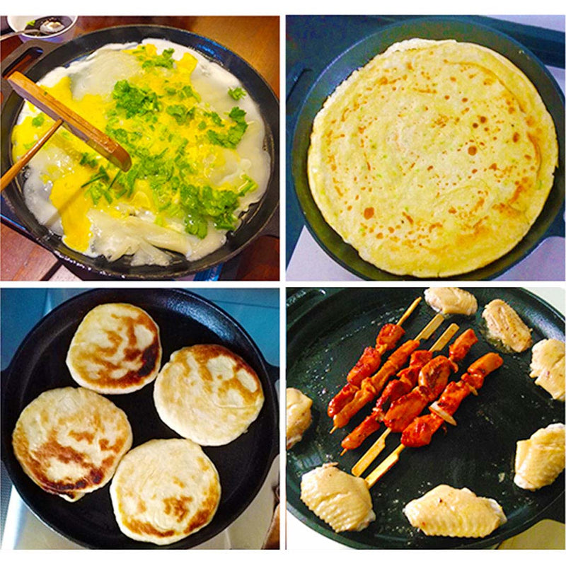 Cast Iron 30cm Griddle Pan Pre Seasoned Black Induction Ready
