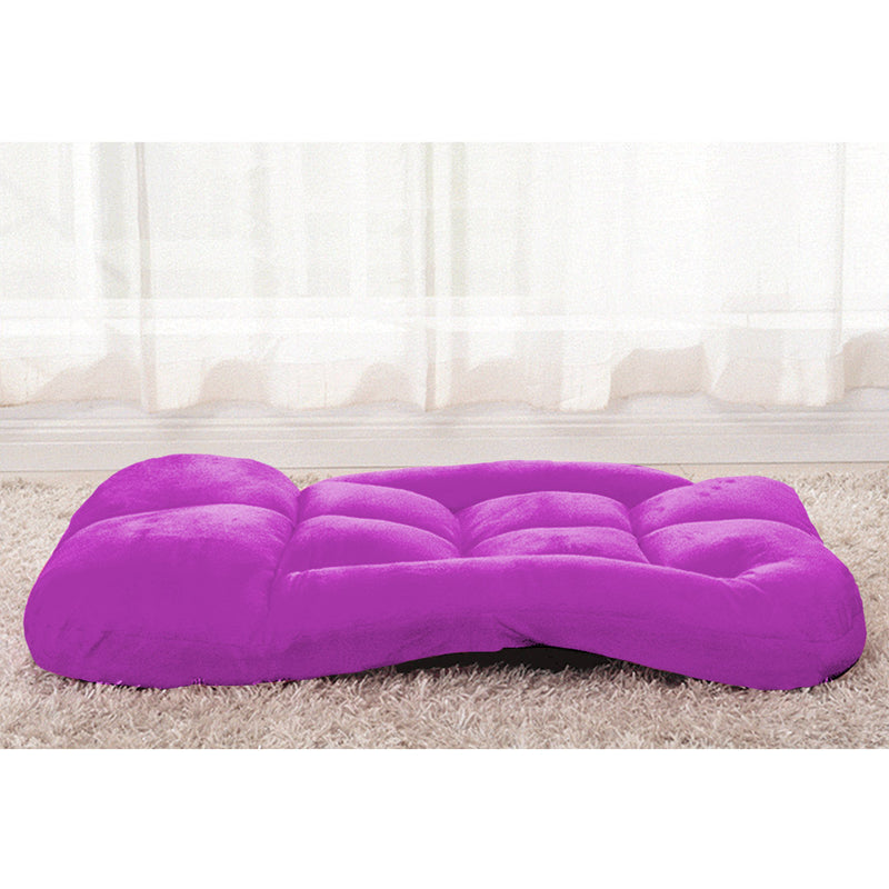 Foldable Adjustable Flannel Lounge Chair with Armrest Purple Home Outdoor